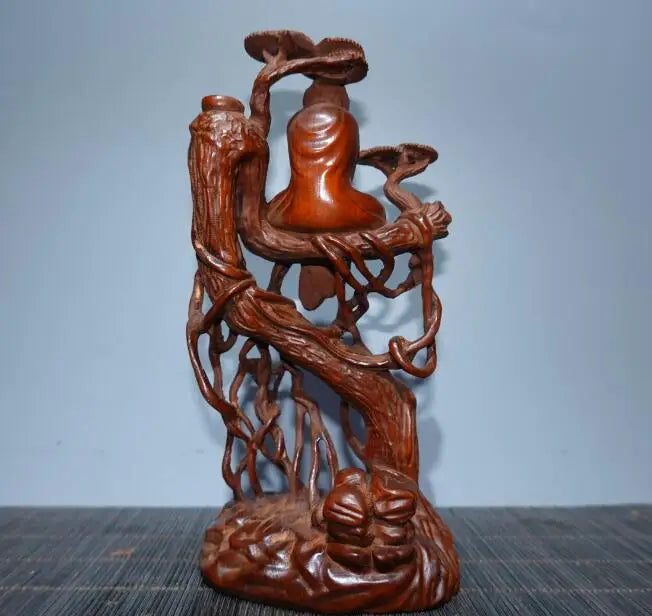 Archaize seiko Hand-carved boxwood Bodhidharma Patriarch household decoration crafts statue