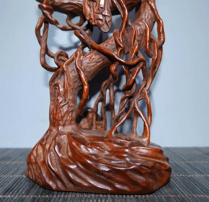Archaize seiko Hand-carved boxwood Bodhidharma Patriarch household decoration crafts statue