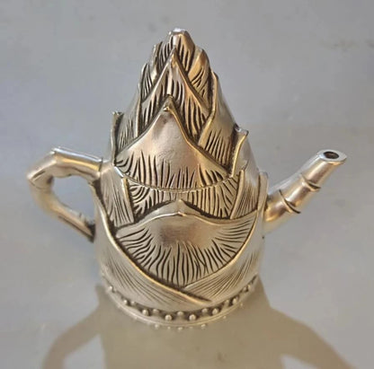 Archaize seiko White copper bamboo shoots shape teapot crafts statue