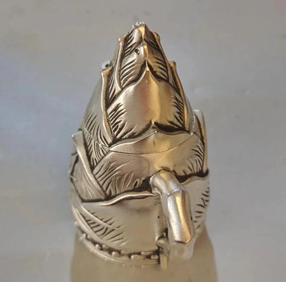 Archaize seiko White copper bamboo shoots shape teapot crafts statue