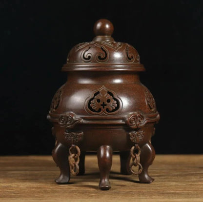 Archaize seiko brass Five foot Hollow out Incense burner crafts statue