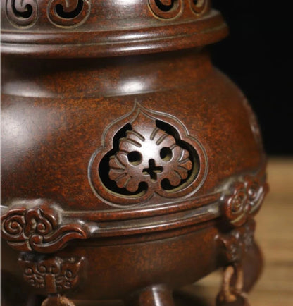 Archaize seiko brass Five foot Hollow out Incense burner crafts statue