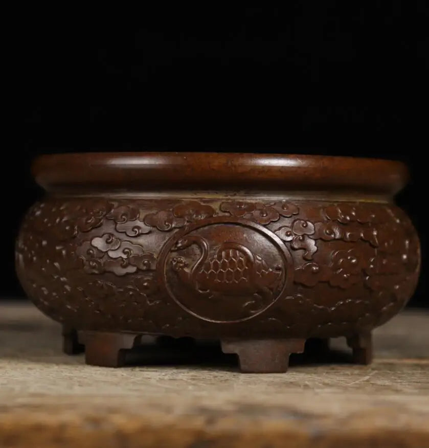 Archaize seiko brass Four great god beast recruit wealth treasure bowl crafts statue
