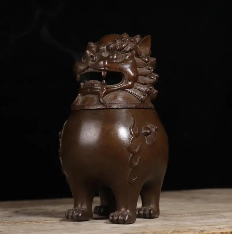 Archaize seiko brass God beast Incense burner crafts statue