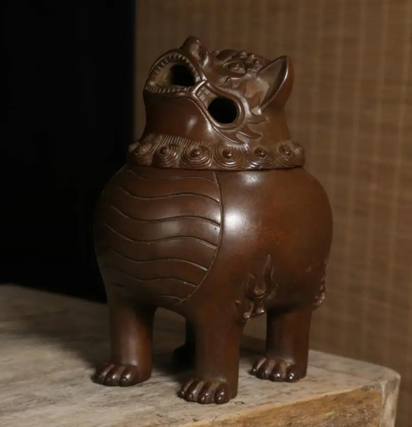Archaize seiko brass God beast Incense burner crafts statue