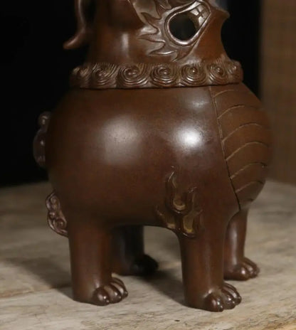 Archaize seiko brass God beast Incense burner crafts statue