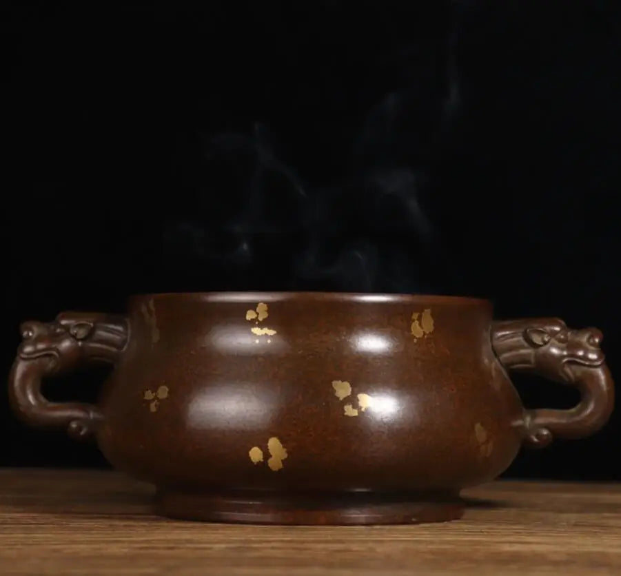 Archaize seiko brass double dragon ear Incense burner crafts statue