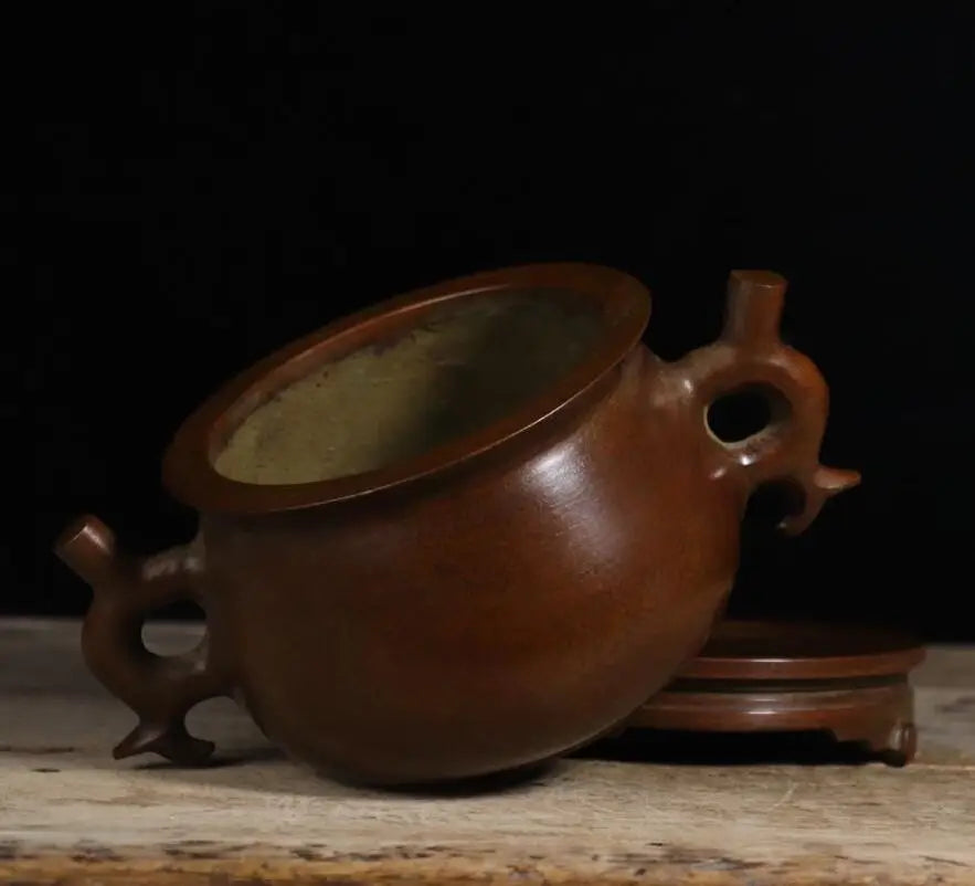 Archaize seiko brass double ear Incense burner household decoration crafts statue