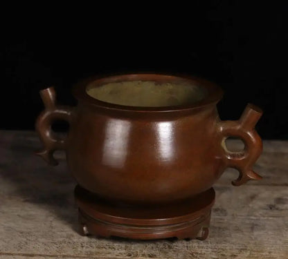 Archaize seiko brass double ear Incense burner household decoration crafts statue