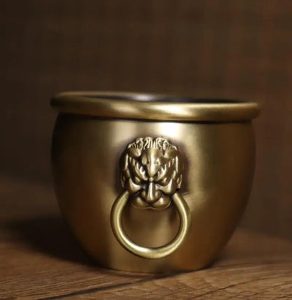 Archaize seiko brass double lion tank crafts statue