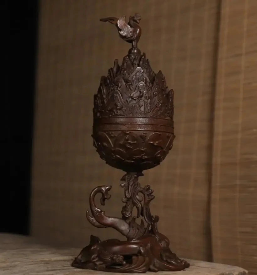 Archaize seiko brass dragon phoenix Boshan Incense burner crafts statue