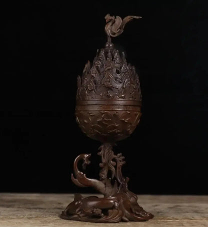 Archaize seiko brass dragon phoenix Boshan Incense burner crafts statue