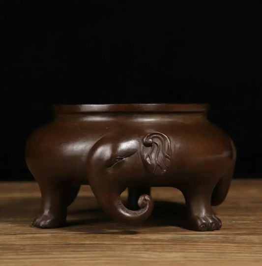 Archaize seiko brass elephant head three foot Incense burner crafts statue