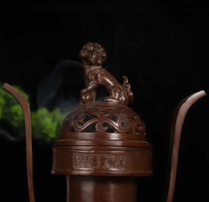 Archaize seiko brass lion lid Incense burner crafts statue