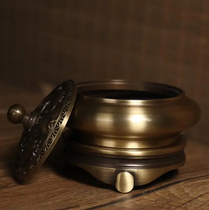 Archaize seiko brass lotus fish lid Incense burner crafts statue