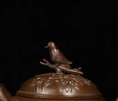 Archaize seiko brass plum blossom magpies teapot crafts statue