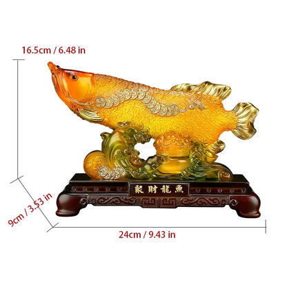 Arowana Decorative  Mascot Statue Resin Sculpture Luxury Home Room Office Wealth Gathering Statue  High Quality Gift