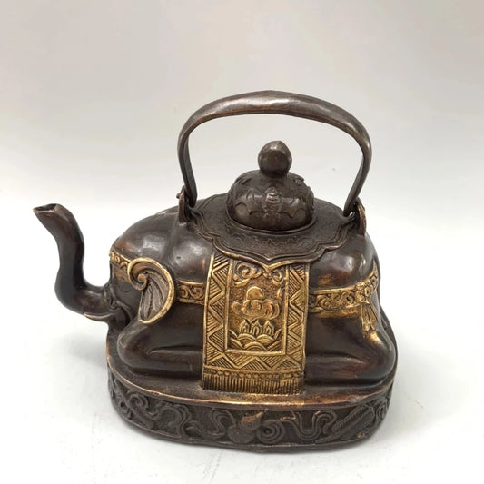 Art Antique Collection Chinese Old Bronze Handmade Elephant Pot/Decorative Teapot,Long 13CM,Height 12CM