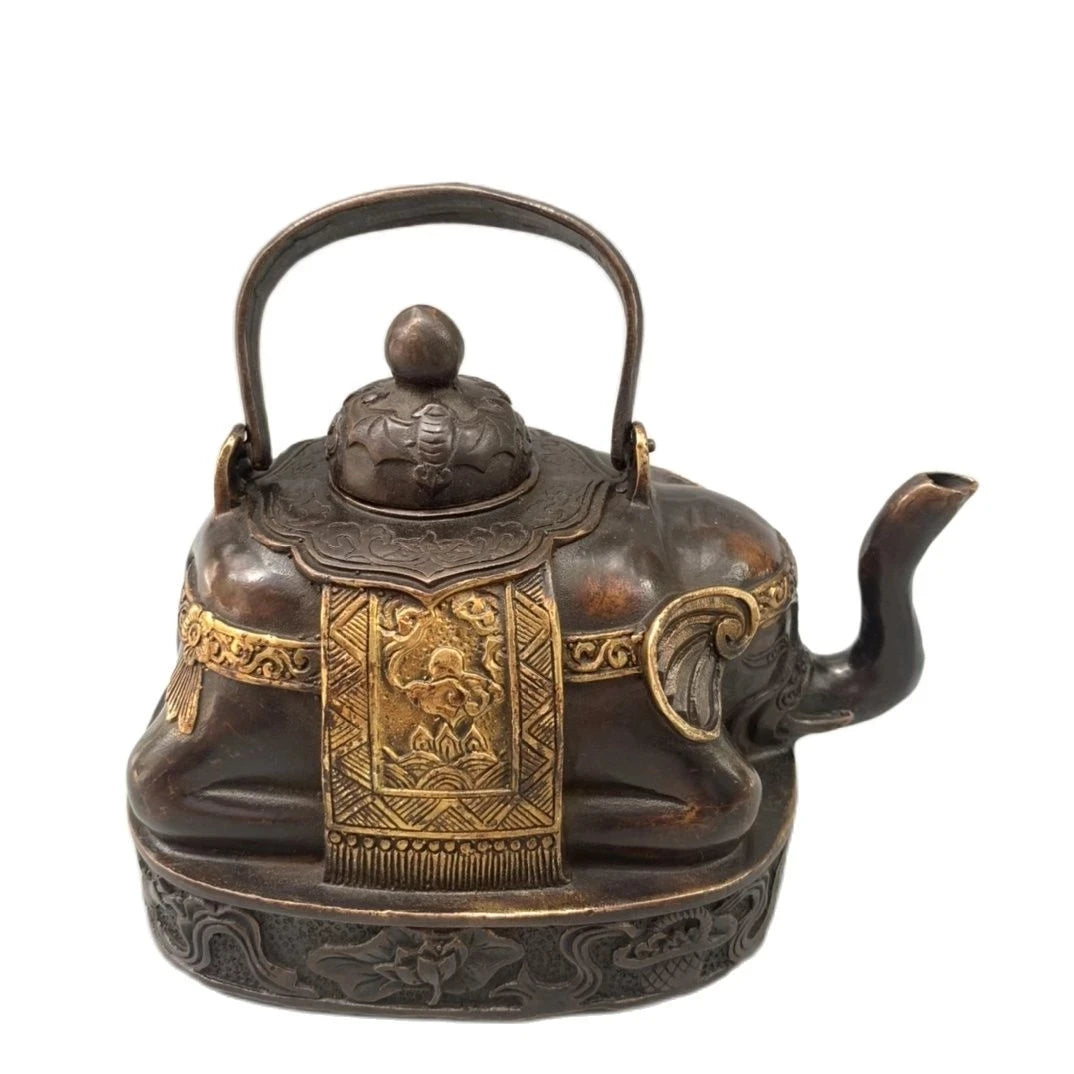 Art Antique Collection Chinese Old Bronze Handmade Elephant Pot/Decorative Teapot,Long 13CM,Height 12CM