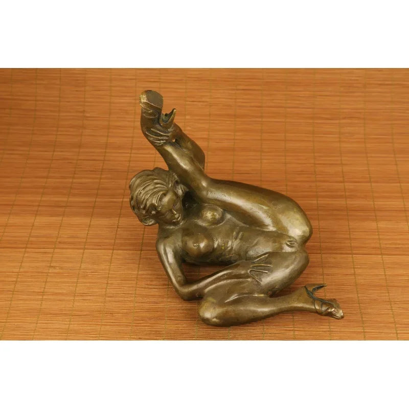 Art big bronze hand carved woman statue collectable Statues home deco carvings
