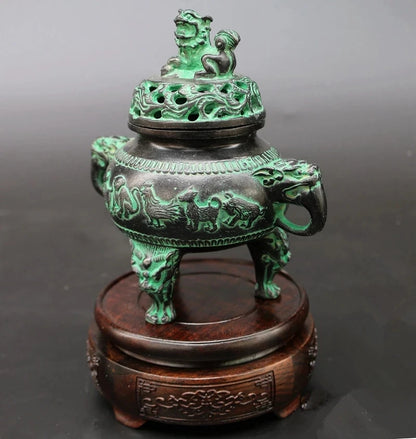 Artículos de bronce para decoración del hogar, incensario de cobre del zodiaco, regalo ahumado