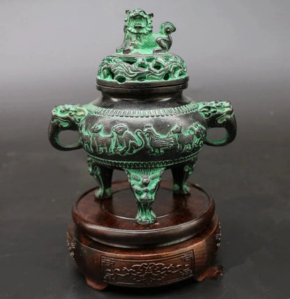 Artículos de bronce para decoración del hogar, incensario de cobre del zodiaco, regalo ahumado