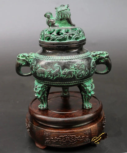 Artículos de bronce para decoración del hogar, incensario de cobre del zodiaco, regalo ahumado