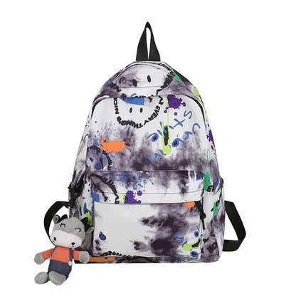 Art students ins graffiti waterproof backpack student casual printing school travel bag unisex fashion