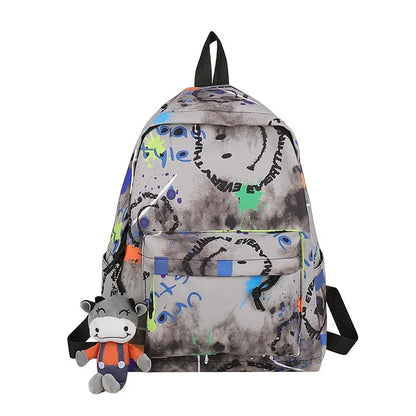 Art students ins graffiti waterproof backpack student casual printing school travel bag unisex fashion