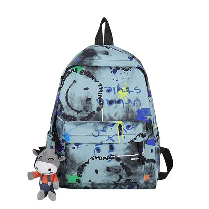 Art students ins graffiti waterproof backpack student casual printing school travel bag unisex fashion