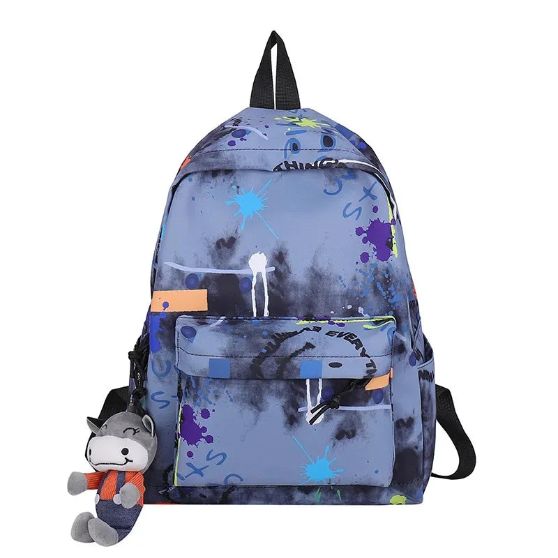 Art students ins graffiti waterproof backpack student casual printing school travel bag unisex fashion