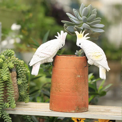 Artificial Bird Parrot Figurines for Garden Pots Decor Balcony Fish Tank Home Decor, Ornament Handmade Animal Sculptures
