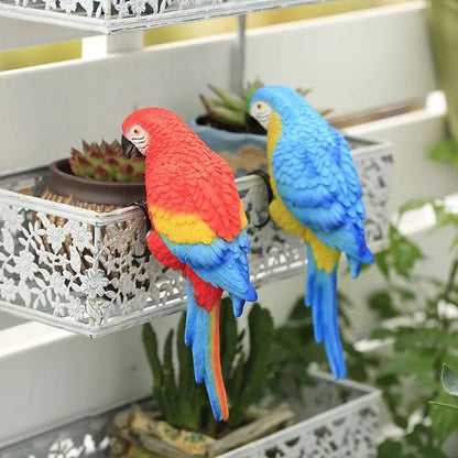 Artificial Bird Parrot Figurines for Garden Pots Decor Balcony Fish Tank Home Decor, Ornament Handmade Animal Sculptures
