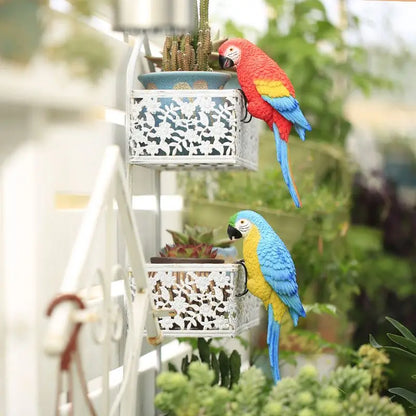 Artificial Bird Parrot Figurines for Garden Pots Decor Balcony Fish Tank Home Decor, Ornament Handmade Animal Sculptures