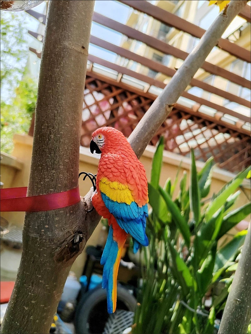 Artificial Bird Parrot Figurines for Garden Pots Decor Balcony Fish Tank Home Decor, Ornament Handmade Animal Sculptures