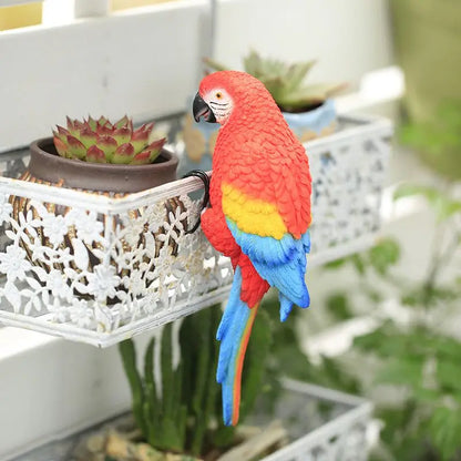 Artificial Bird Parrot Figurines for Garden Pots Decor Balcony Fish Tank Home Decor, Ornament Handmade Animal Sculptures