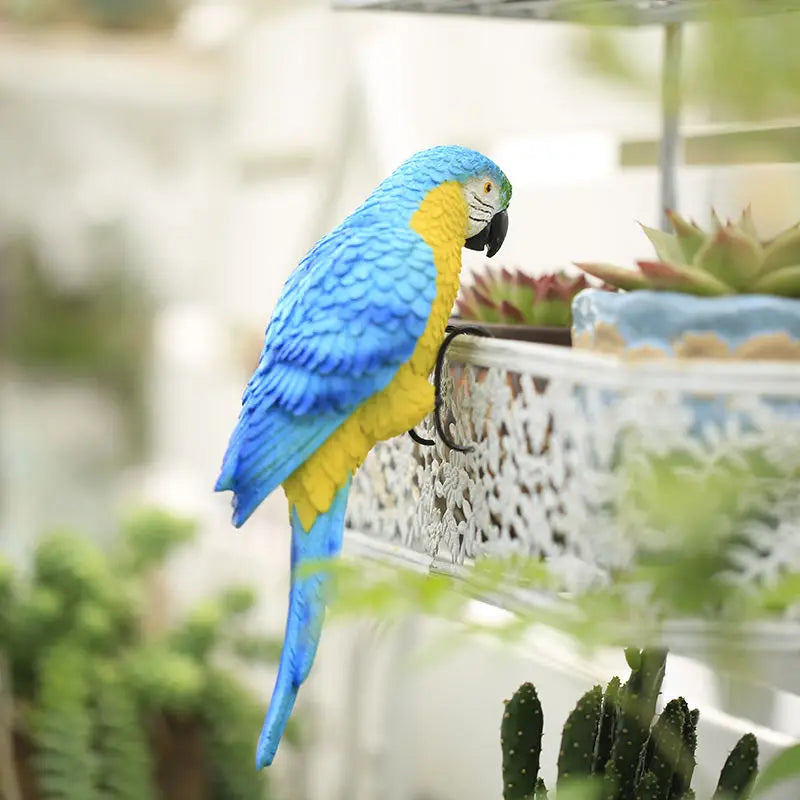 Artificial Bird Parrot Figurines for Garden Pots Decor Balcony Fish Tank Home Decor, Ornament Handmade Animal Sculptures
