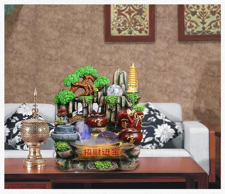 Artificial mountain bonsai resin fish the fountain wind water polo the home decoration office living room, the opening of a gift