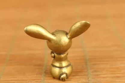 Asain old bronze hand casting rabbit netsuke table decoration christmas statue