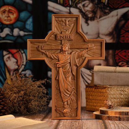 Ascension of Jesus Christian Cross Family Altar Pendant Wooden Cross Prayer Church Decoration Catholic Religious Figures