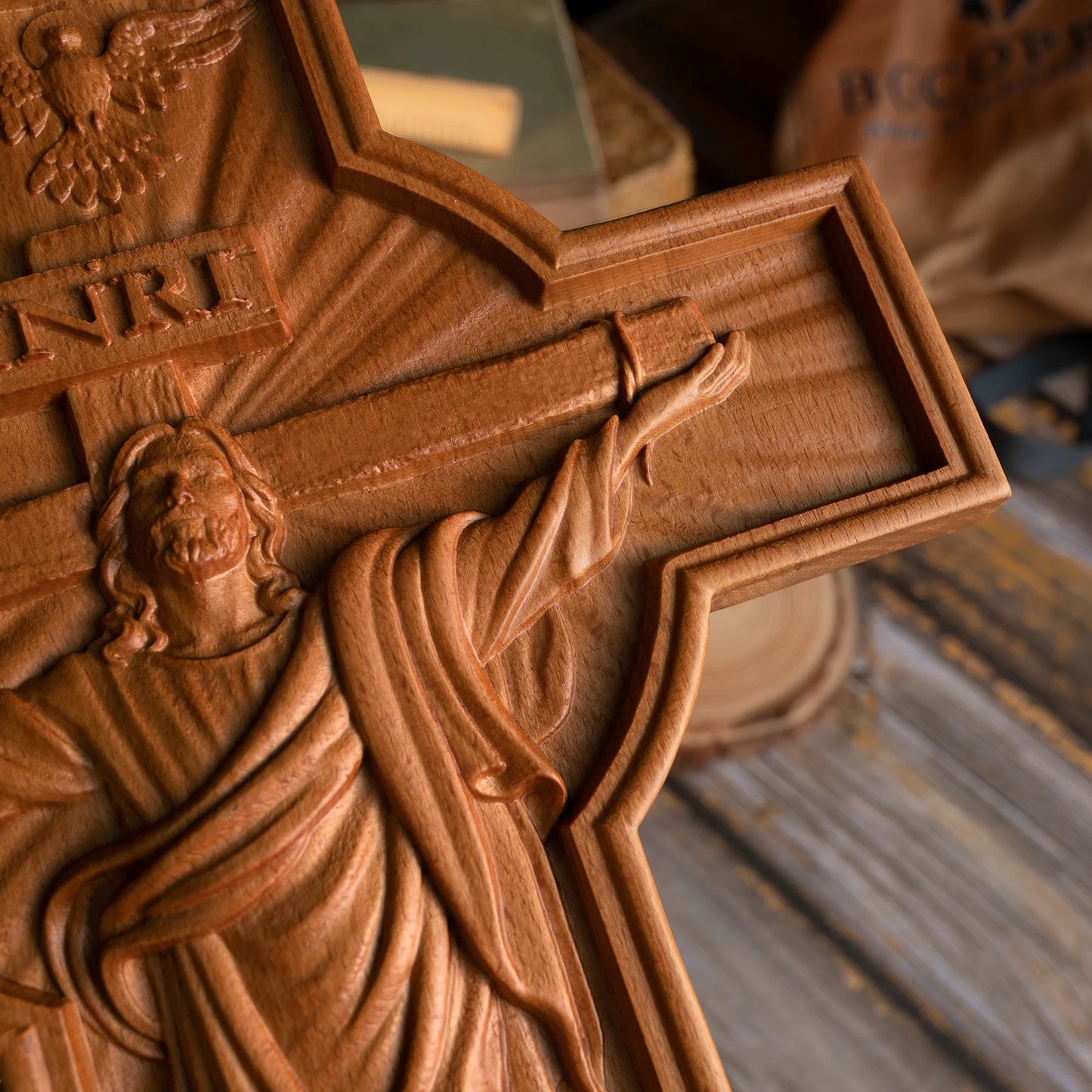 Ascension of Jesus Christian Cross Family Altar Pendant Wooden Cross Prayer Church Decoration Catholic Religious Figures