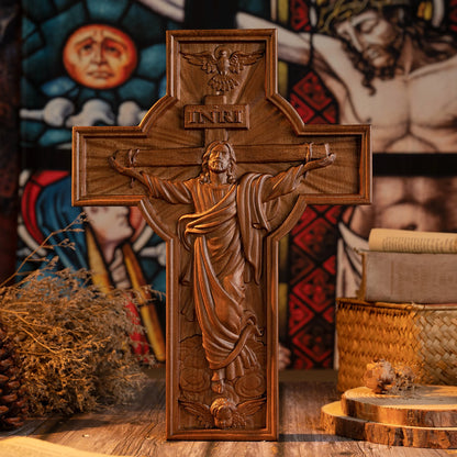 Ascension of Jesus Christian Cross Family Altar Pendant Wooden Cross Prayer Church Decoration Catholic Religious Figures
