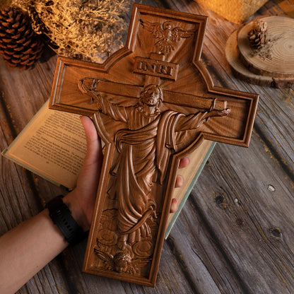 Ascension of Jesus Christian Cross Family Altar Pendant Wooden Cross Prayer Church Decoration Catholic Religious Figures