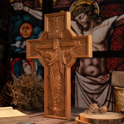 Ascension of Jesus Christian Cross Family Altar Pendant Wooden Cross Prayer Church Decoration Catholic Religious Figures