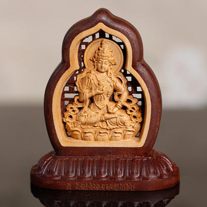 Asia Buddhism HOME CAR Auto buddha Decorative ornament talisman Wood carving Vajrasana safety buddha statue