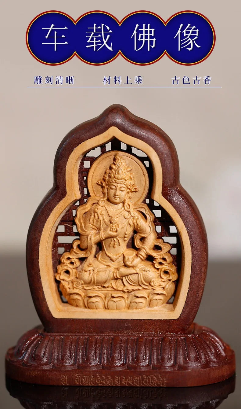 Asia Buddhism HOME CAR Auto buddha Decorative ornament talisman Wood carving Vajrasana safety buddha statue
