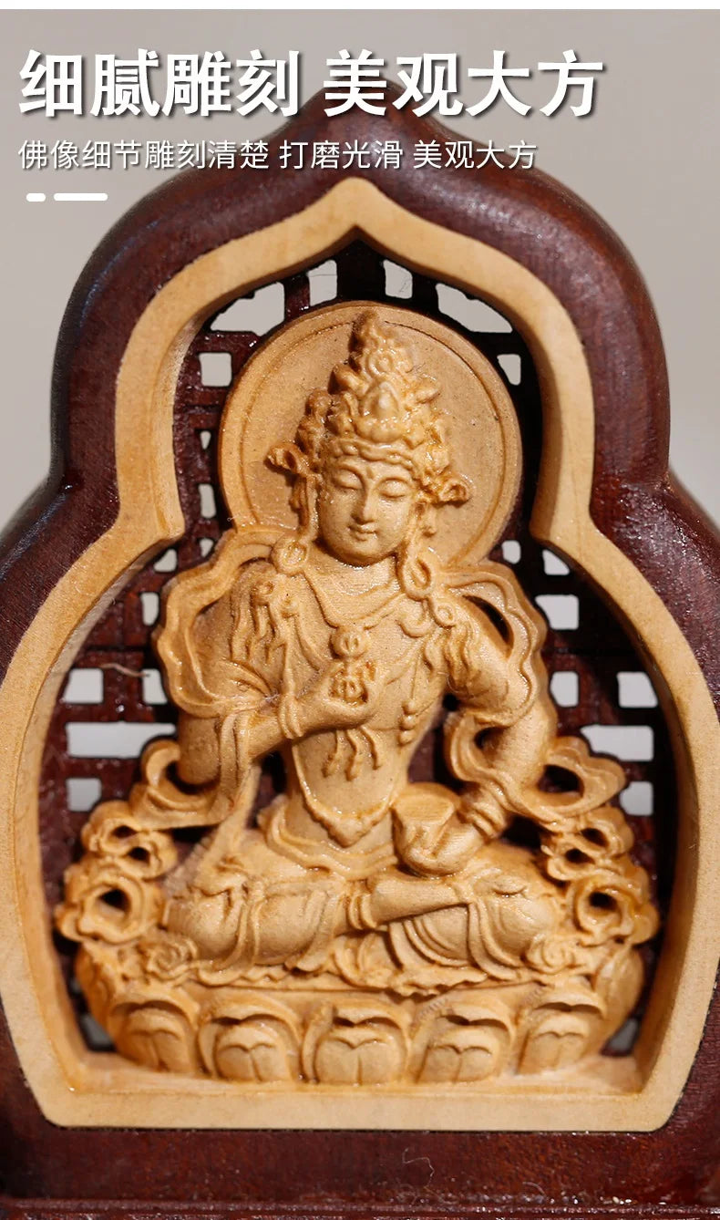 Asia Buddhism HOME CAR Auto buddha Decorative ornament talisman Wood carving Vajrasana safety buddha statue