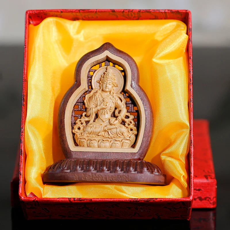 Asia Buddhism HOME CAR Auto buddha Decorative ornament talisman Wood carving Vajrasana safety buddha statue