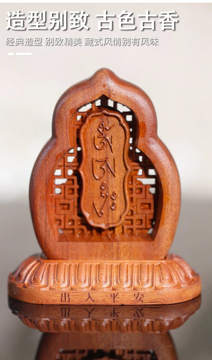 Asia Buddhism HOME CAR Auto buddha Decorative ornament talisman Wood carving Vajrasana safety buddha statue