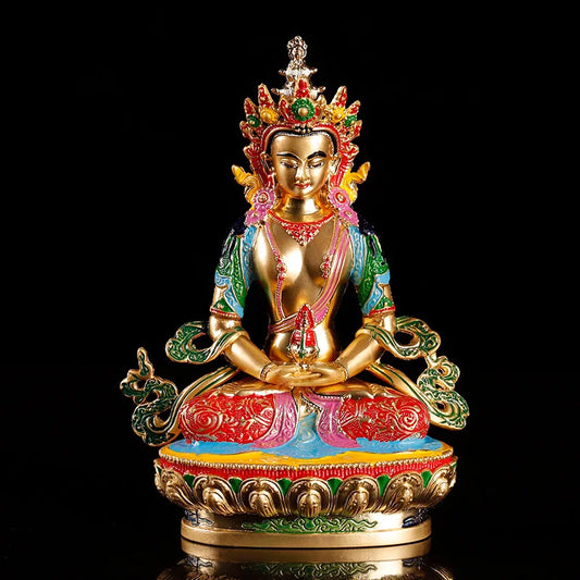 Asia Buddhism HOME CAR Tathagata RU LAI buddha statue Amulet talisman protect safety Health metal buddha statue